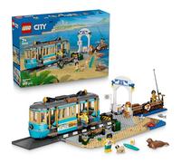 LEGO City Tranvía Clásico de la Costa - Maqueta de Tren de Juguete con Vías, Acera, Playa, 5 Minifiguras y 5 Figuras de Animales - Regalo de Cumpleaños para Niños de 7+ Años - 60506