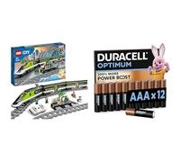LEGO City Tren de Pasajeros de Alta Velocidad - Tren de Juguete Teledirigido + DURACELL Optimum Pilas AAA (Paquete de 12) - Pilas alcalinas 1,5 V
