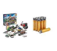 LEGO City Tren Mercancías RC, 32 vías/señales, 6+ años, 60198, & Pilas AAA Alcalinas Amazon Basics 12 Unidades, 10 años