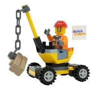 LEGO Ciudad: Minifigura de trabajador de la construcción con grúa pequeña
