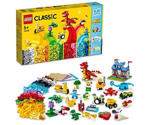 LEGO Classic 11020 Construire Ensemble, Boite de Briques pour Creer un Chateau, Train, etc