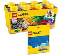 Lego Classic - Caja de ladrillos de construcción media + placa azul: kits y paneles para niños a partir de 4 años