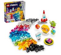 LEGO Classic Creative Space Planets - Juego de juguetes de construcción para niños, niños y niñas, a partir de 5 años, incluye ladrillos alienígenas, cohetes y que brillan en la oscuridad, regalo para