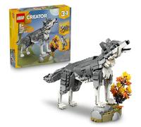 LEGO Creator 3 en 1 Animales del Bosque: Lobo Gris - Animal de Juguete Transformable en Halcón o Mapache - Decoración para la Habitación - Regalo de Cumpleaños para Niños y Niñas de 8+ Años - 31393