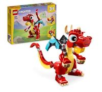 LEGO Creator 3 en 1 Dragón Rojo de Juguete Convertible en Figura de Pez o Ave Fénix, Juego Infantil de Animales como Regalo para Niños y Niñas de 6 Años o Más de Temática de Año Nuevo Chino 31145