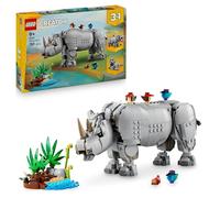 LEGO Creator 3 en 1 Animales Salvajes: Majestuoso Rinoceronte con Pájaros - Animales de Juguete Transformables en Hipopótamo o Figura Articulada de Morsa - Regalo para Niños y Niñas de 9+ Años 31171