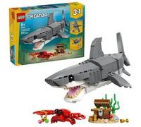 LEGO Creator 3en1 Feroz Tiburón con Cofre del Tesoro de Juguete - Figuras de Animales Marinos Pez Abisal o Mantarraya - Decoración para el Dormitorio - Regalo para Niños y Niñas de 8+ Años - 31381