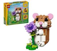 LEGO Creator 3en1 Lindo Hámster con Flor - Figuras de Animales Transformables en Erizo o Águila de Juguete - Decoración del Dormitorio - Regalo de Cumpleaños para Niñas y Niños de 7+ Años - 31376