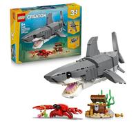 LEGO Creator 3en1 Feroz Tiburón con Cofre del Tesoro de Juguete - Figuras de Animales Marinos Pez Abisal o Mantarraya - Decoración para el Dormitorio - Regalo para Niños y Niñas de 8+ Años - 31381