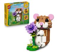 LEGO Creator 3en1 Lindo Hámster con Flor - Figuras de Animales Transformables en Erizo o Águila de Juguete - Decoración del Dormitorio - Regalo de Cumpleaños para Niñas y Niños de 7+ Años - 31376