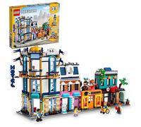LEGO Creator Main Street 31141 - Juego de juguetes de construcción, 3 en 1, cuenta con un edificio Art Deco Toy City, Market Street Hotel, cafetería Music Store y 6 minifiguras, infinitas