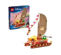 LEGO | Disney Vaiana 2 Canoa de Aventuras de Vaiana - Barco de Juguete con Vela Textil, Hoguera, 3 Mini Muñecos Inc. Loto y Moni y Cerdito Púa - Regalo Creativo para Niñas de 6+ Años y Fans 43270