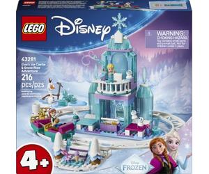 LEGO Disney Princess Castillo de Hielo de Elsa y Aventura en la Nieve 43281 | Juguetes para niñas de 4+ años, mini muñecas de Elsa y Anna, muñeco de Olaf, vías de tren, regalo de cumpleaños, 216 piezas