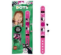 LEGO DOTS - Pulsera animales divertidos, pulsera de juguete creativa a partir de 6 años, set para diseñar tus propias pulseras, brazalete color rosa con piezas de colores (41901)