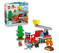 LEGO Duplo Camión de Bomberos con Manguera y Bomberos - Juego Educativo para la Motricidad Fina - Camión Rojo de Juguete y Ardilla - Regalo de Cumpleaños para Niños y Niñas de 2+ Años - 10473