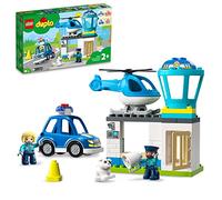 LEGO Duplo Comisaría de Policía y Helicóptero, Coche de Juguete con Luces y Sonido, Juegos Educativos para Niños y Niñas de 2 Años o Más, Idea de Regalo Infantil 10959