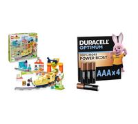 LEGO Duplo Gran Tren Comunitario Interactivo - Juguetes Educativos para Niños y Niñas de 3+ Años - Tren de Juguete Push&Go con Luces y Sonidos + Duracell Optimum Pack de 4 AAA