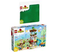 Lego DUPLO Juego de 2 unidades: 10993 3 en 1 casa del árbol y placa de construcción 10980, color verde