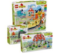 Lego DUPLO Juego de 3 piezas de ferrocarril grande con tren, eléctrico, puente ferroviario, túneles y rieles de ferrocarril (10425, 10426 y 10428), DUPLO a partir de 3 años