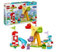 LEGO Duplo Peppa Pig Feria - Juegos para la Motricidad Fina para Niñas y Niños de 2+ Años - Parque de Atracciones con Noria y Tobogán de Juguete y 3 Figuras Inc. Danny Dog y Candy Cat 10453