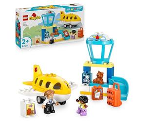 LEGO Duplo Mi Ciudad Primera Vez en el Aeropuerto - Juego Educativo para la Motricidad Fina con Avión de Juguete, 2 Figuras y Osito de Peluche - Regalo para Niños y Niñas de 2+ Años 10443