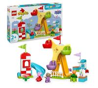 LEGO Duplo Peppa Pig Feria - Juegos para la Motricidad Fina para Niñas y Niños de 2+ Años - Parque de Atracciones con Noria y Tobogán de Juguete y 3 Figuras Inc. Danny Dog y Candy Cat 10453