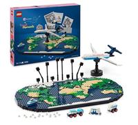 LEGO Family Momentos de Viaje, Manualidad y Actividad en Familia, Juguete de Construcción, Portafotos y Maqueta de Avión, Decoración Mapamundi para Salón, Regalo para Viajeros de 14 Años o Más 41838