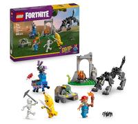 LEGO Fortnite Campamento de Banano y Bujía - Figuras Articuladas de Lobo y Llama, Hoguera y 3 Minifiguras con Armas de Juguete - Regalo Gamer para Niños y Niñas de 7+ Años Fans del Videojuego 77075