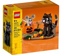 Lego Kit de construcción de gato y ratón de Halloween 40570, decoración caprichosa de Halloween con adorables juguetes de gato, ratón y calabaza, juguete de Halloween