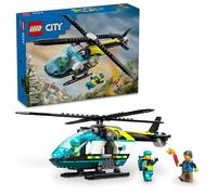 Lego Helicóptero de Rescate de Emergencia de la Ciudad, Juego de Aviones de Juguete para niños, Regalo Divertido para niños y niñas a Partir de 6 años, Minifiguras de Senderismo, rescatista y piloto,