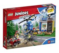 LEGO Juniors - Persecución Policial en la Montaña, Juguete de Policía de Construcción con Helicóptero para Niños de 4 a 7 Años, Incluye Minifiguras y Vehículo Todoterreno (10751)