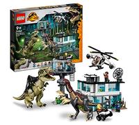 LEGO Jurassic World Ataque del Giganotosaurio y el Therizinosaurio, Dinosaurios de Juguetes, Dino, Helicóptero para Construir, Figura de Animales y Minifiguras de Personajes de la Película 2022 76949