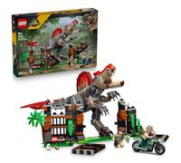 LEGO Jurassic World Huida del Dinosaurio Spinosaurus - Juego Interactivo con Figura Articulada de Dinosaurio, Moto de Juguete y 2 Minifiguras - Regalo para Niños y Niñas de 9+ Años - 77982