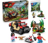 Lego Jurassic World Raptor: Persecución con el todoterreno - 76972 Lego Raptor con bolsa de plástico, juego de dinosaurios a partir de 7 años - Novedades 2025