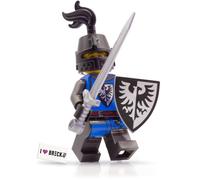 LEGO Knight Figuras Set: Falcon negro con espada, escudo y casco de caballero - Un complemento ideal para cualquier castillo de LEGO y otros juegos de bloques de sujeción medievales, original Black