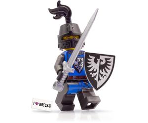 LEGO Knight Figuras Set: Falcon negro con espada, escudo y casco de caballero - Un complemento ideal para cualquier castillo de LEGO y otros juegos de bloques de sujeción medievales, original Black