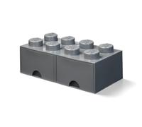 Room Copenhagen LEGO Ladrillo 8 pomos, 2 cajones, caja de almacenaje apilable, 9,4 l, Gris Oscuro, One size