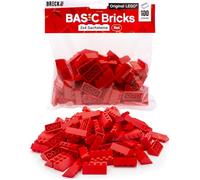 Lego ladrillo para tejados rojos, 100 unidades, 2 x 4 - Juego de piezas de repuesto para techos