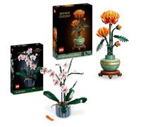 LEGO Lote Flores Elegantes: Orquídeas (10311) y Crisantemo (10368) Flores Artificiales, Maquetas para Adultos, Idea para Regalar en San Valentín a Mujeres y Hombres, Decoración para el Hogar