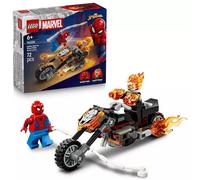 LEGO | Marvel Spider-Man vs. Moto del Motorista Fantasma - Superhéroe de Juguete con Maqueta de Moto, 2 Minifiguras, Telaraña y Fuego - Regalo para Niños de 6+ Años - 76335