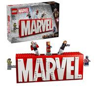 LEGO Marvel: Logotipo MARVEL y Minifiguras de Vengadores Capitán América, Hulk, Thor, Iron-Man y Viuda Negra, Maqueta 3D de Decoración, Juguete de Superhéroes para Niños y Niñas de 12 Años o Más 76313