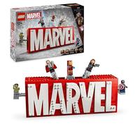 LEGO Marvel: Logotipo MARVEL y Minifiguras de Vengadores Capitán América, Hulk, Thor, Iron-Man y Viuda Negra, Maqueta 3D de Decoración, Juguete de Superhéroes para Niños y Niñas de 12 Años o Más 76313