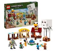 LEGO Minecraft El Ataque a la Aldea del Globo de Ghast - Casa de Steve de Juguete con 4 Minifiguras, Figura de Golem de Hierro y Función Dinamita - Regalo Gamer para Niños y Niñas de 10+ Años 21273