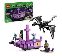 LEGO Minecraft El Dragón Ender y el Barco del End de Juguete - Decoración del Dormitorio con Barco, Dragón y 3 Figuras Inc. Enderman - Regalo Gamer para Niños y Niñas de 8+ Años 21264