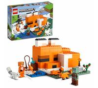 LEGO Minecraft El Refugio-Zorro - Casa de Juguete para Jugar y Exponer con Figuras de Zombi, Héroe, Animales y Accesorios Inc. Espada de Diamantes - Regalo Gamer para Niños y Niñas de 8+ Años 21178
