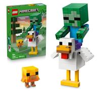 LEGO Minecraft Jinete de Gallina de Juguete - Kit de Maquetas 3D con Figuras de Zombi, Gallina y Gallina Bebé - Decoración Gamer de la Habitación - Regalo para Niños, Niñas y Fans de 9+ Años - 21582