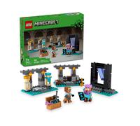 LEGO Minecraft La Armería de Juguete - Portal de Nether, Figuras de Alex y Armero con Hacha Dorada, Espadas y Escudo - Regalo Gamer para Niños y Niñas de 7+ Años 21252