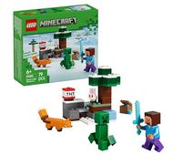 LEGO Minecraft La Aventura de Steve en la Taiga - Minifiguras de Steve con Espada de Diamantes, Creeper, Zorro y Conejo de Juguete - Regalo Gamer para Niños y Niñas de 6+ Años - 21583