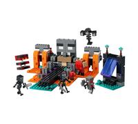 LEGO Minecraft La Batalla Contra el Wither - Juguete Interactivo con Figuras de Guerrero Carmesí, Lavagante, Cubo de Magma y 2 Esqueletos de Wither - Regalo Gamer para Niños y Niñas de 8+ Años - 21590