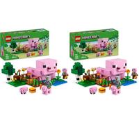 LEGO Minecraft La Casa-Cerdo Bebé, Granja con Animales de Juguete - Figuras de Héroe, Criaturas y Bioma de Granja y Bosque - Regalo Gamer para Niños y Niñas de 7+ Años 21268 (Paquete de 2)